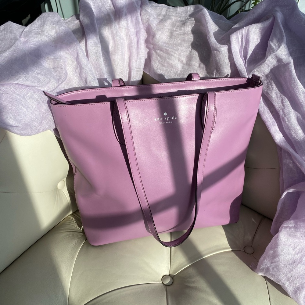 Kate Spade Kerri Medium Tote | Lavender Smooth Leather Zip-Top - Picture 11 of 12